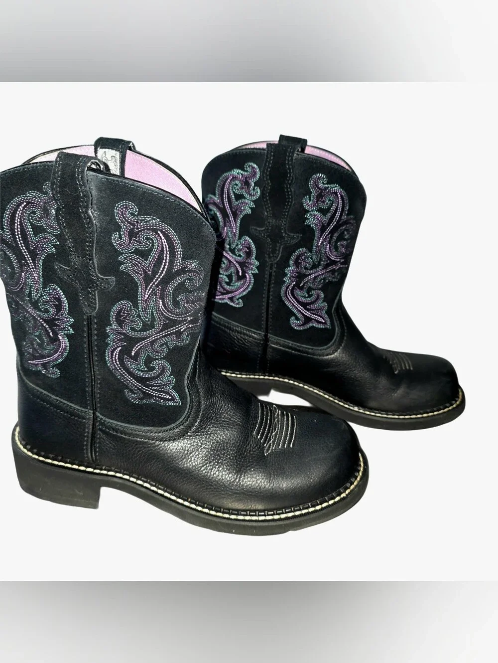 Women's Ariat Fat Baby Black/Deertan Western Boot